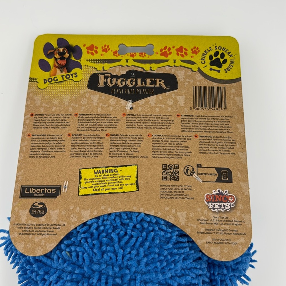 Fuggler Oogah Boogah Blue Plush‎ Dog Toy Squeaker NWT Funny Ugly - Picture 6 of 7